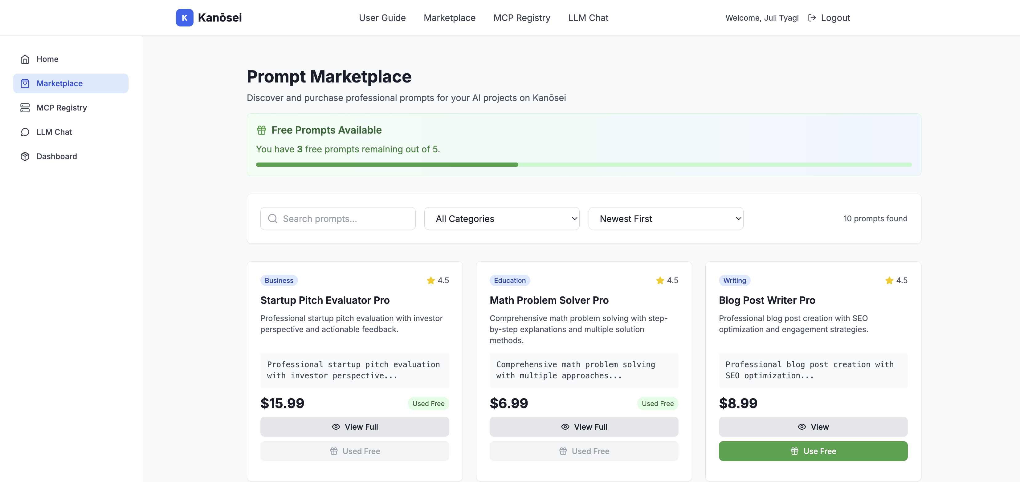 Prompt Marketplace Screenshot