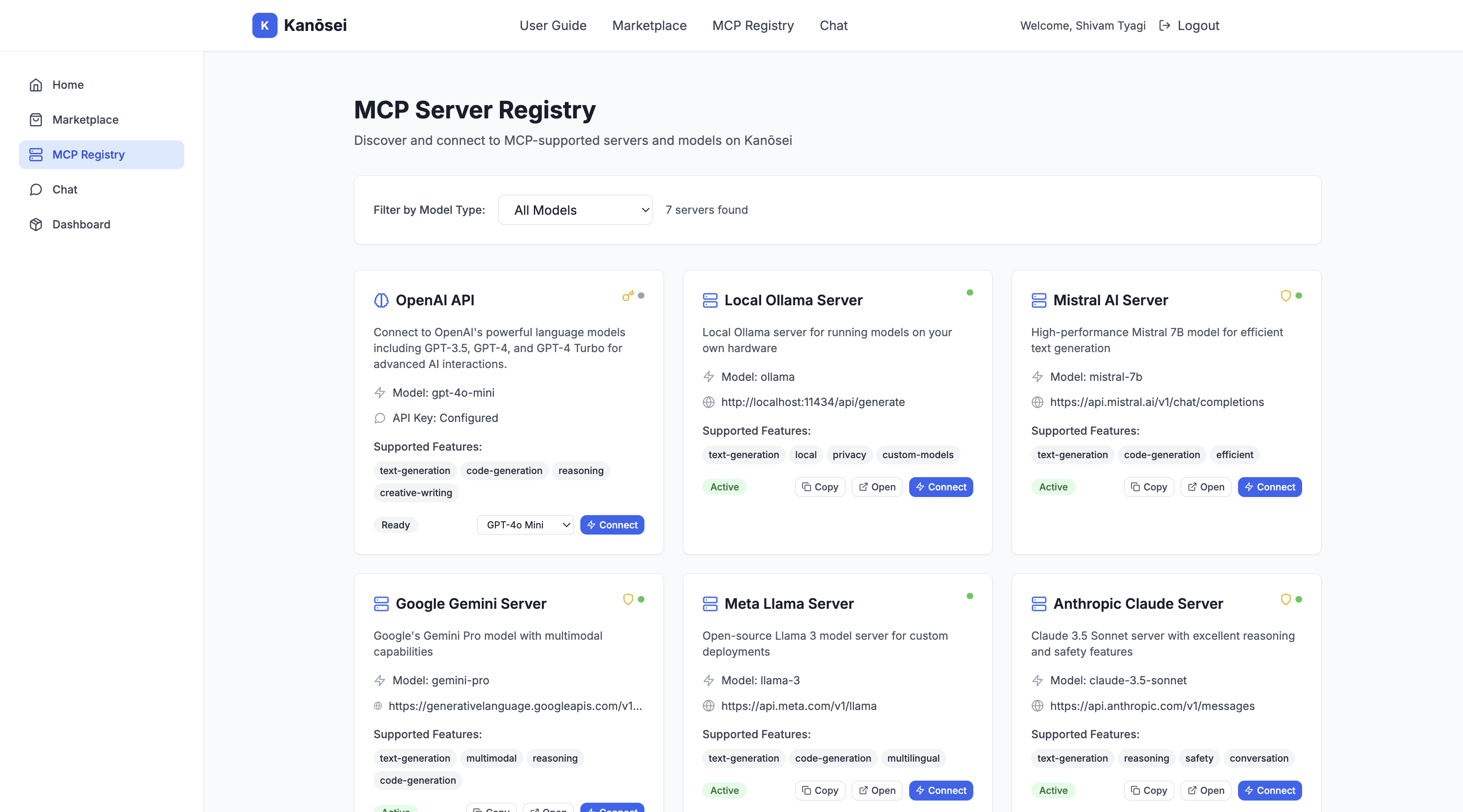 MCP Server Registry Screenshot